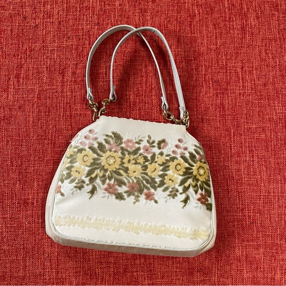 Bienen Davis Handbags - RARE 50’s Bienen Davis Velvet Floral Carpet Chenille Purse Bag